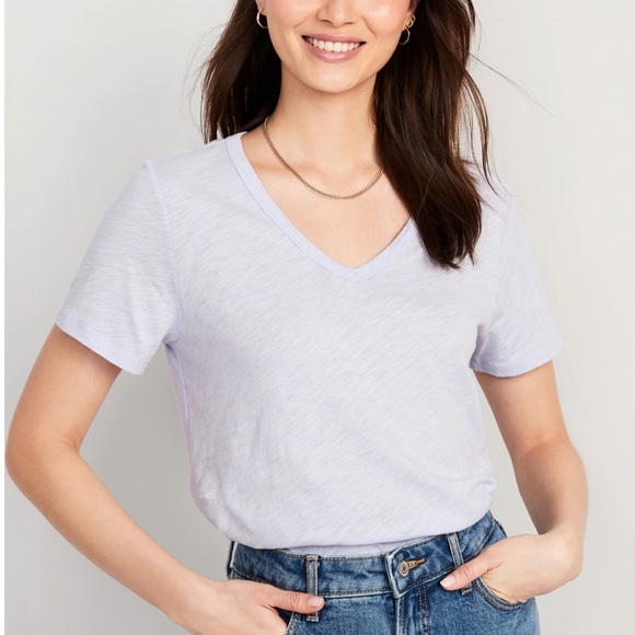 NWT OLD NAVY EveryWear V-Neck Slub-Knit T-Shirt Color: Stained Glass XTRA LARGE - Picture 2 of 7